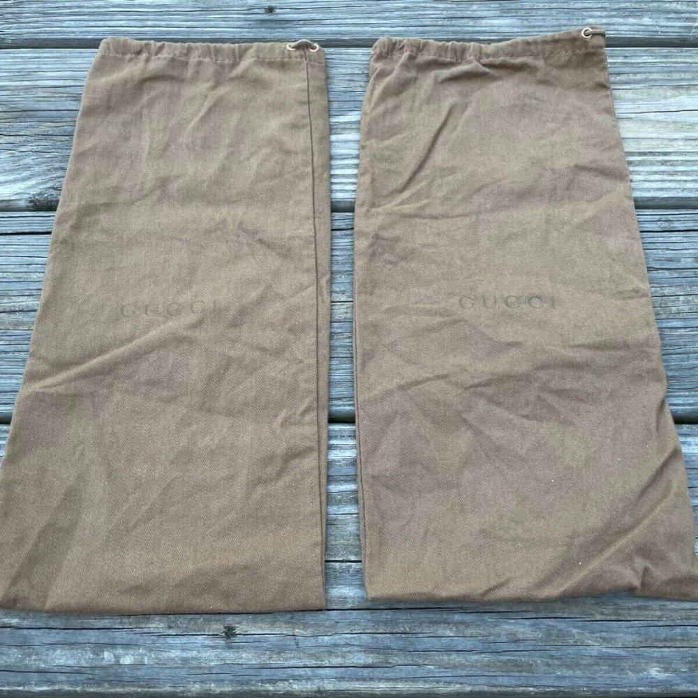 Gucci Dust Bag Brown Cotton Dustbag draw String Made in Italy set of 2 Authentic - Picture 3 of 11